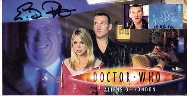 Doctor Who 2005 Series 1 Episode 4 Aliens of London Collectors Stamp Cover Signed ERIC POTTS